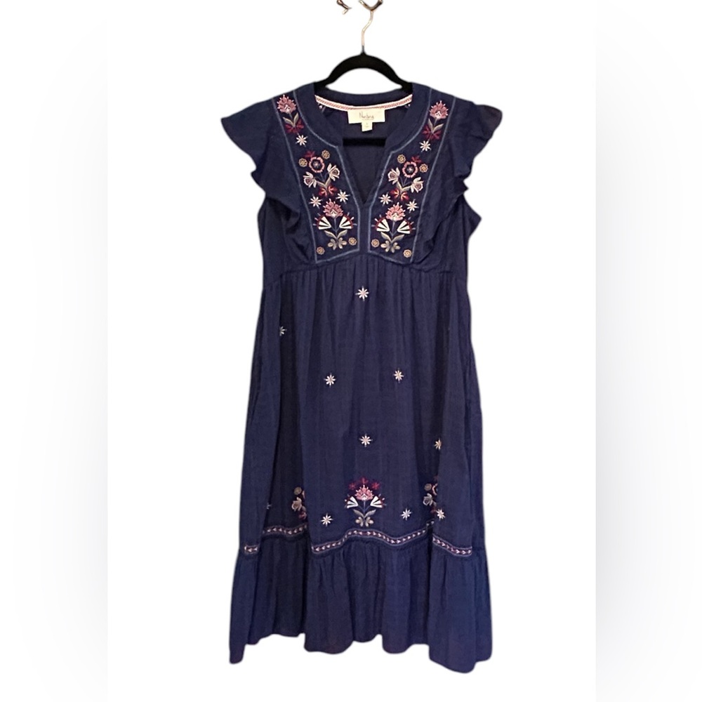 NWT Nurture Navy Embroidered Boho Dress